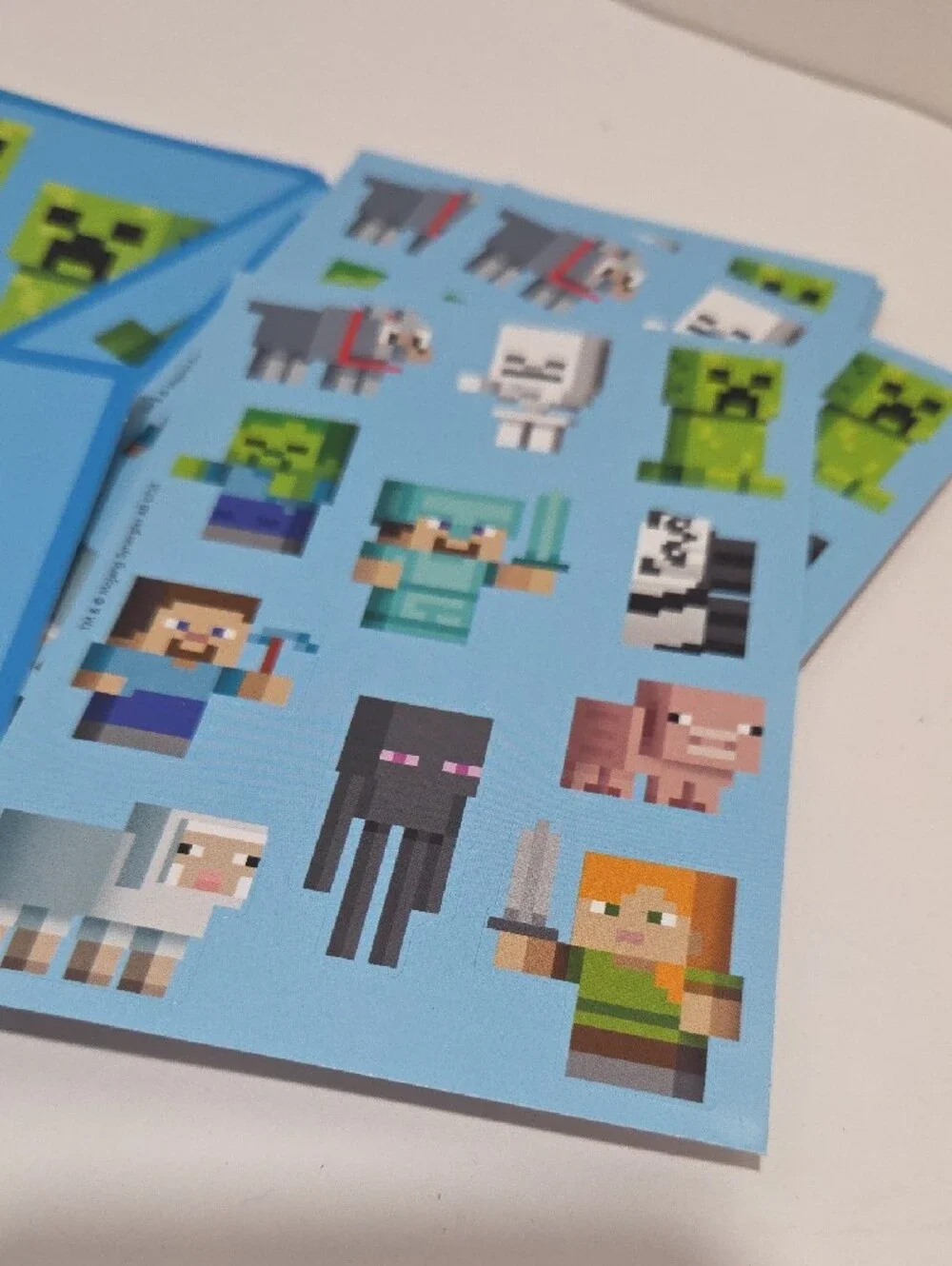 Minecraft Blue Creeper Valentine Sticker Greeting Card Set
